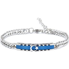 Ay Yıldız Temalı Çelik Bileklik