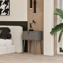 Enwood Canopus Mdf Gri Ahşap Ayaklı Tek Kapaklı Komodin