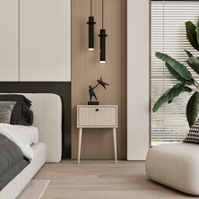 Enwood Canopus Mdf KUM TAŞI rengi Ahşap Ayaklı Tek Kapaklı Komodin