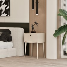 Enwood Canopus Mdf KUM TAŞI rengi Ahşap Ayaklı Tek Kapaklı Komodin