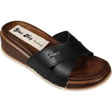 Yazkış Kadın Siyah Kırmızı Bakır 5cm Dolgu Mantar Taban Terlik