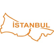 Istanbul Harita Araba Sticker 17X17 cm Turuncu