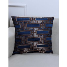 Home Blocks Lacivert 45X45CM Kare Desenli Kırlent Kılıfı