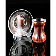 12 Parça 6 Kişilik Çay Takımı Gravür Desen 01
