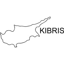 Kıbrıs Harita Araba Sticker 17X17 cm Siyah