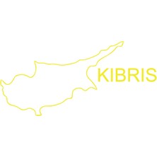 Kıbrıs Harita Araba Sticker 17X17 cm Sarı