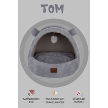 Tom, Çıkarılabilir Minderli, Ultra Yumuşak, Konforlu, Üstü Kapalı Tasarım Kedi Yatağı