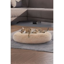 Peluş Kedi ve Köpek Yatağı Krem Renkte, Pugalo Ekonomik Kedi Yatağı