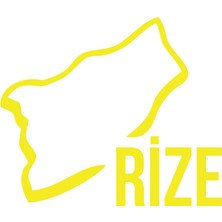 Rize Harita Araba Sticker 17X17 cm Sarı