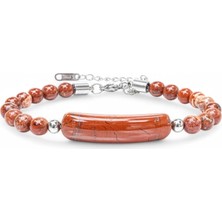 Kırmızı Jasper Doğaltaş Çelik Bileklik