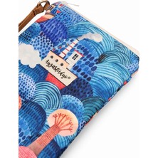 Okyanusta Gemiler Desenli Portföy Clutch Çantası - Kozmetik Çanta - Çok Amaçlı çanta (23X16 Cm)
