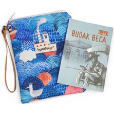 Okyanusta Gemiler Desenli Portföy Clutch Çantası - Kozmetik Çanta - Çok Amaçlı çanta (23X16 Cm)