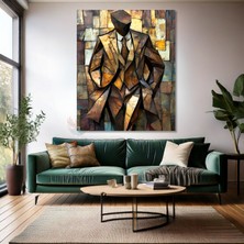 Soyut Takım Elbiseli Adam Tablosu Kanvas Modern Tablo Ofis Tablosu