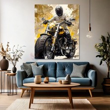Sarı Siyah Motorsiklet Görseli Kanvas Tablo Modern Genç Odası Tablosu