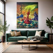 Soyut Satranç Kanvas Tablo Soyut Tasarım Satranç Temalı Duvar Tablosu