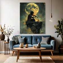 Ay ve Kemancı Kanvas Tablo Moden Salon Tablosu Yeni Ev Hediyesi