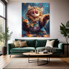 Ressam Kedi Tablosu Kanvas Modern Duvar Dekoru Kedi Tablo Modeli