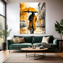Sarı Şemsiyeli Adam Kanvas Tablo Modern Salon Tablosu Yeni Ev Dekoru