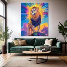Aslan Tablosu Renkli Aslan Kanvas Salon Tablosu Modern Duvar Tablosu