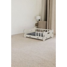 Büyük Kedi Yatağı Dekoratif Ahşap Dayanıklı Açık Meşe Renk Kemik Model