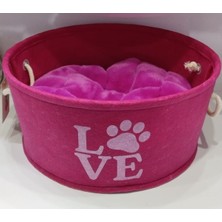 Keçe Kedi Köpek Yatak Love Pembe 18 cm Yukseklik - 63 cm Genişlik