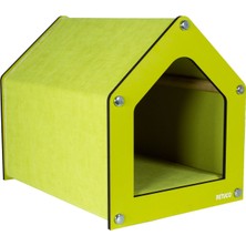 Ahşap Kumaş Demonte Yeşil Kedi Köpek Evi Yatağı