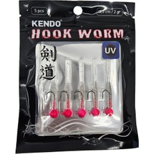 Kendo Hook Worm Jighead+Lrf Silikonu 2gr+4.5cm 5 Adet Head Pink+Silver Glitter