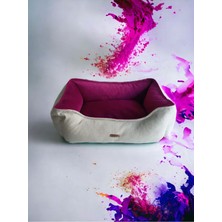 UltraNova Eflatun lotus desenli yumuşak kedi ve köpek yatak, rahat ve şık tasarım