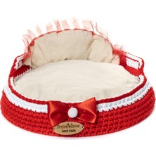 UltraNova El yapımı küçük hayvan yatağı, 40x40cm, şık ve konforlu tasarım, kırmızı renk