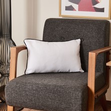 Evidea Soft Ethnic Biyeli Kırlent - Beyaz - 30x50 cm