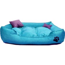 UltraNova Yumuşak ve konforlu yüksek kaliteli turkuaz hayvan yatağı, pati işlemeli, ev kullanımı