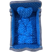 Diktörtgen Yumuşak Tüylü Kedi Köpek Yatak Mavi 50X73X30 cm