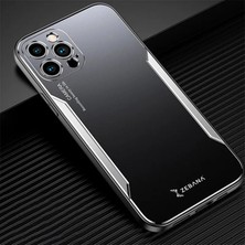 Zebana Iphone 13 Pro/pro Max Uyumlu Metal Mitras Kılıf Gri (Silikon Kenar)