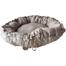 UltraNova Yıldız Desenli Bej Yatak, Yumuşak ve Konforlu, 50 cm, Kedi ve Küçük Irk Köpek için