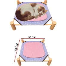 UltraNova Mavi Ahşap Yumuşak Yatak, Peluş, Yıkanabilir, Konforlu, Şık, Evcil Hayvan Yatağı