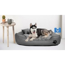 UltraNova Yumuşak ve dayanıklı büyük köpek yatağı, yıkanabilir, kemik ve yastık hediyeli, gri