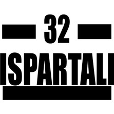 32 Ispartalı Araba Sticker 17X17 cm Siyah