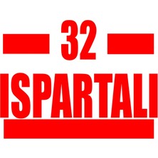 32 Ispartalı Araba Sticker 17X17 cm Kırmızı