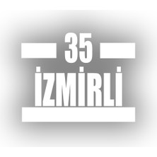 35 Izmirli Araba Sticker 17X17 cm Beyaz