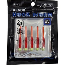 Kendo Hook Worm Jighead+Lrf Silikonu 1gr+4.5cm 5 Adet Head Black+Pearl White