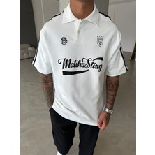 Matcha Story Polo Yaka T-Shirt- Beyaz