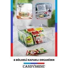 TeknoTrust Şeffaf 6 Bölmeli Dikdörtgen Mika Takı ve Eşya Düzenleyici, 23x23 cm