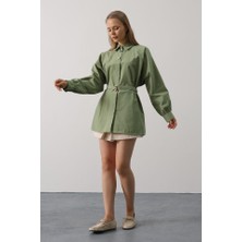 Mira Cotton Kuşak Detaylı Tunik Gömlek - Haki