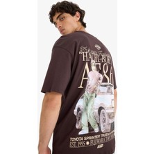 DeFacto %100 Pamuk Initial D Boxy Fit Bisiklet Yaka Sırt Baskılı Kısa Kollu Tişört F4291AX25SM