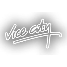Vice City Araba Sticker 17X17 cm Beyaz