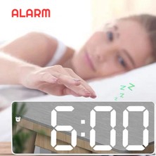 Aynalı Alarm Saat Takvimli Termometre LED Dijital Modern Masa Saati