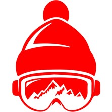 Ski Gözlük Sticker 17X17 cm Kırmızı