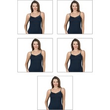 Özkan 2040 5'li Paket Kadın Viskon Saten Yaka Esnek Rahat Yumuşak Ince Askılı Atlet