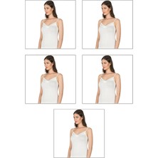 Özkan 2040 5'li Paket Kadın Viskon Saten Yaka Esnek Rahat Yumuşak Ince Askılı Atlet