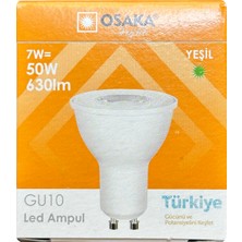 (1 Adet) Osaka 7W Yeşil Işık GU10 Duylu Led Çanak Ampul